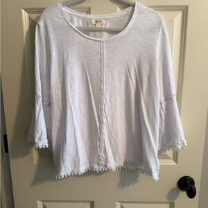 Style & Co. White Boxy Blouse with Three-Quarter Sleeves